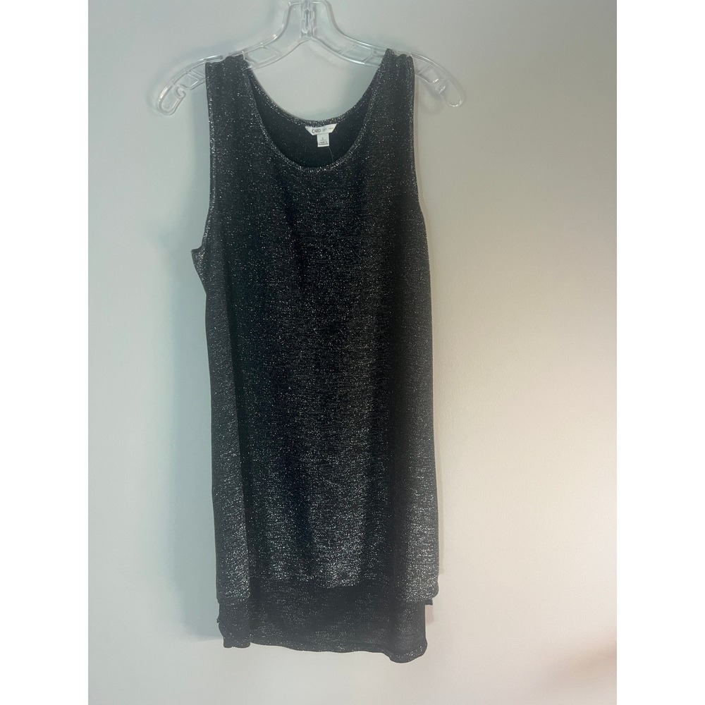 Cato Silver Sparkle Sleeveless High Low Knit Top Scoop Neck Metallic L NWT